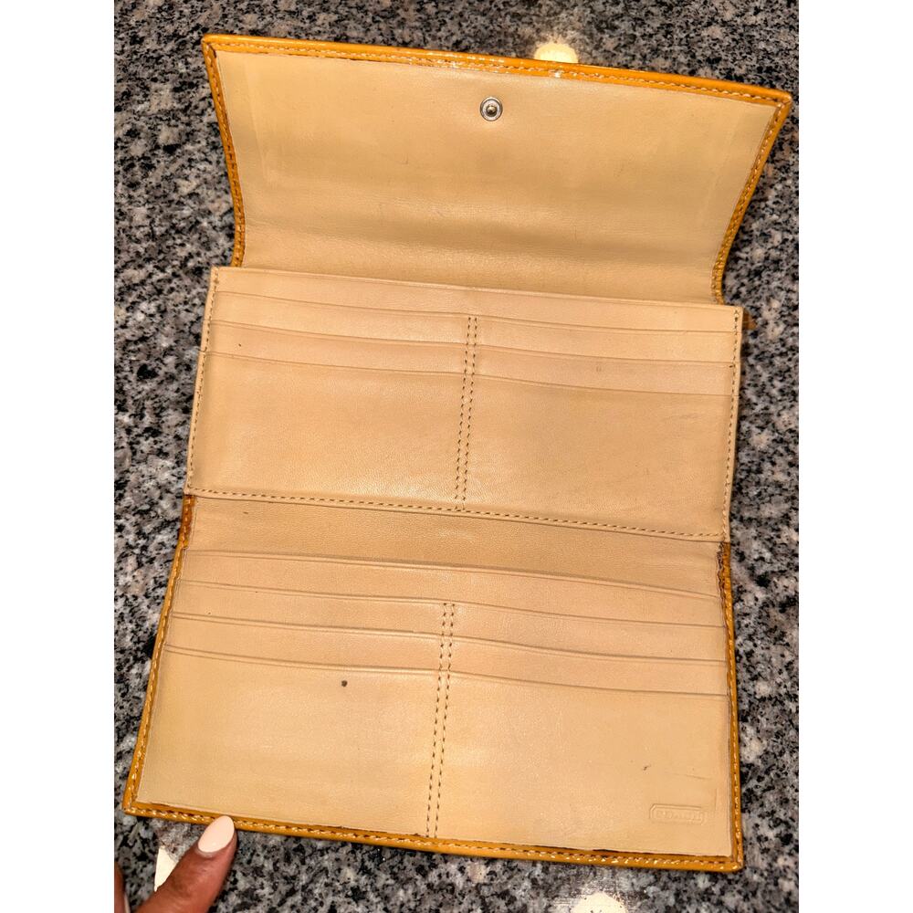 Coach Signature Canvas Long Wallet with Yellow Stripe - Picture 7 of 9